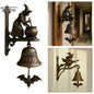 Cloche de Porte d'Entrée Vintage en Métal pour Halloween | Sonnette Sorcière & Chien