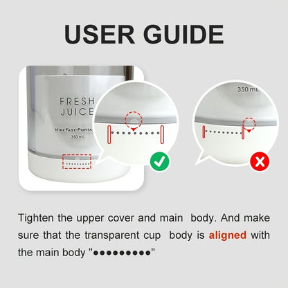 11.83oz Portable Electric Wireless Mini Fruit Blender Juicer - USB Rechargeable, Perfect for On-the-Go Smoothies