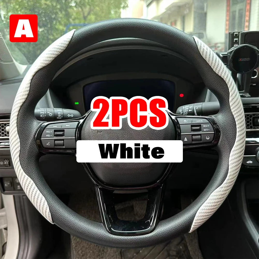 Universal 38cm Carbon Fiber Car Steering Wheel Cover - Non-slip Handle Booster & Protective Cover