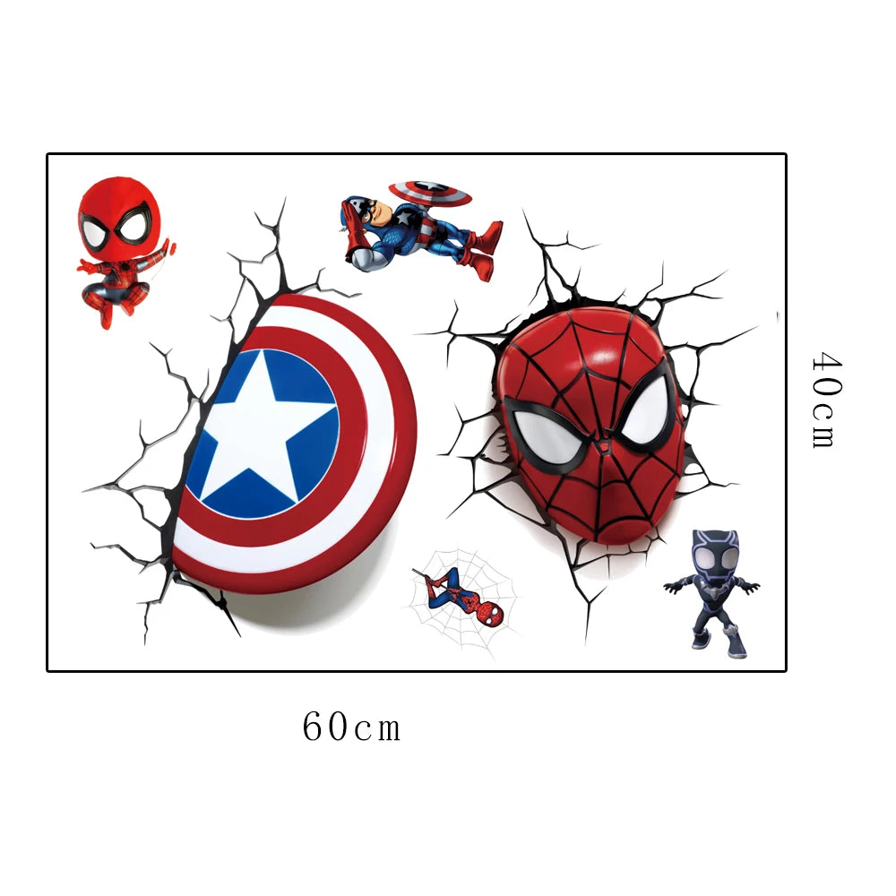 3D Avengers Wall Decal for Kids Room - Removable Superhero Wall Sticker