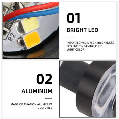 2Pcs Motorcycle LED Handlebar End Lights - Multi-Function Turn Signal, Brake & Parking Lights