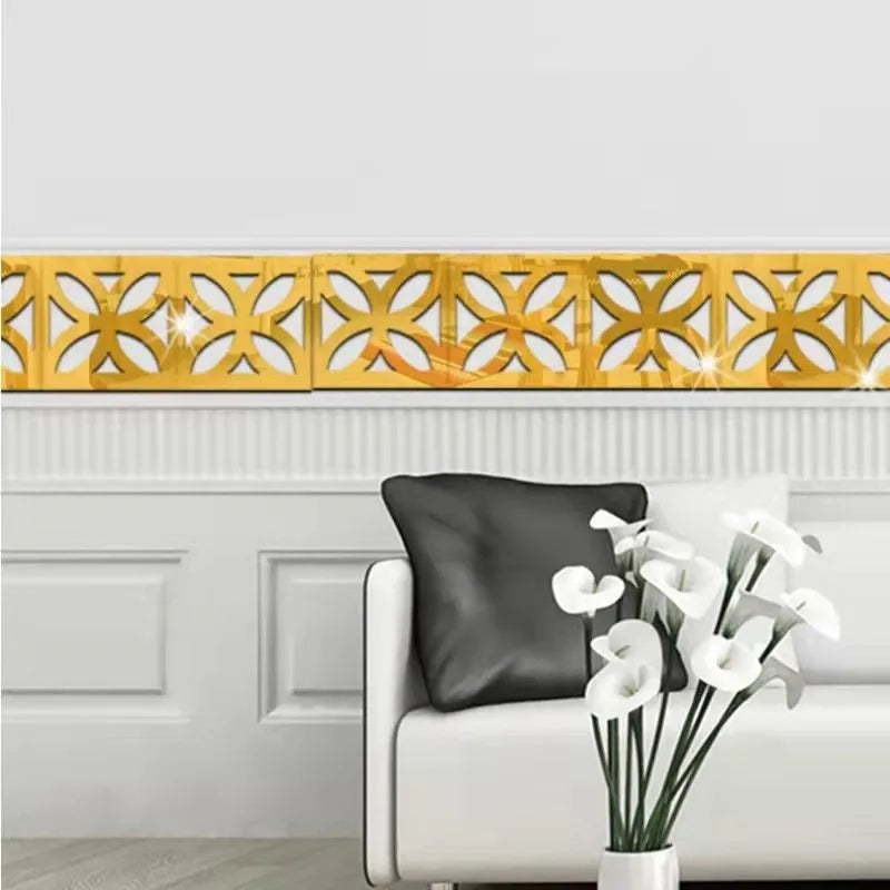 Acrylic Mirror Wall Sticker - Self-Adhesive Corner Line & Border Strip for Home Decor (5cm/10cm Width)