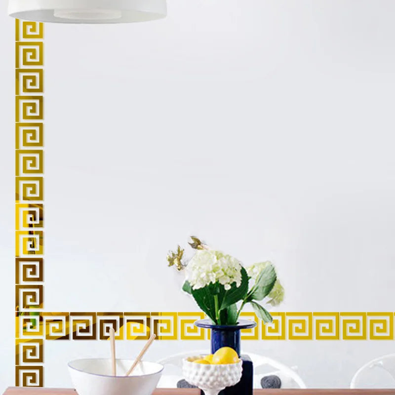 Acrylic Mirror Wall Sticker - Self-Adhesive Corner Line & Border Strip for Home Decor (5cm/10cm Width)