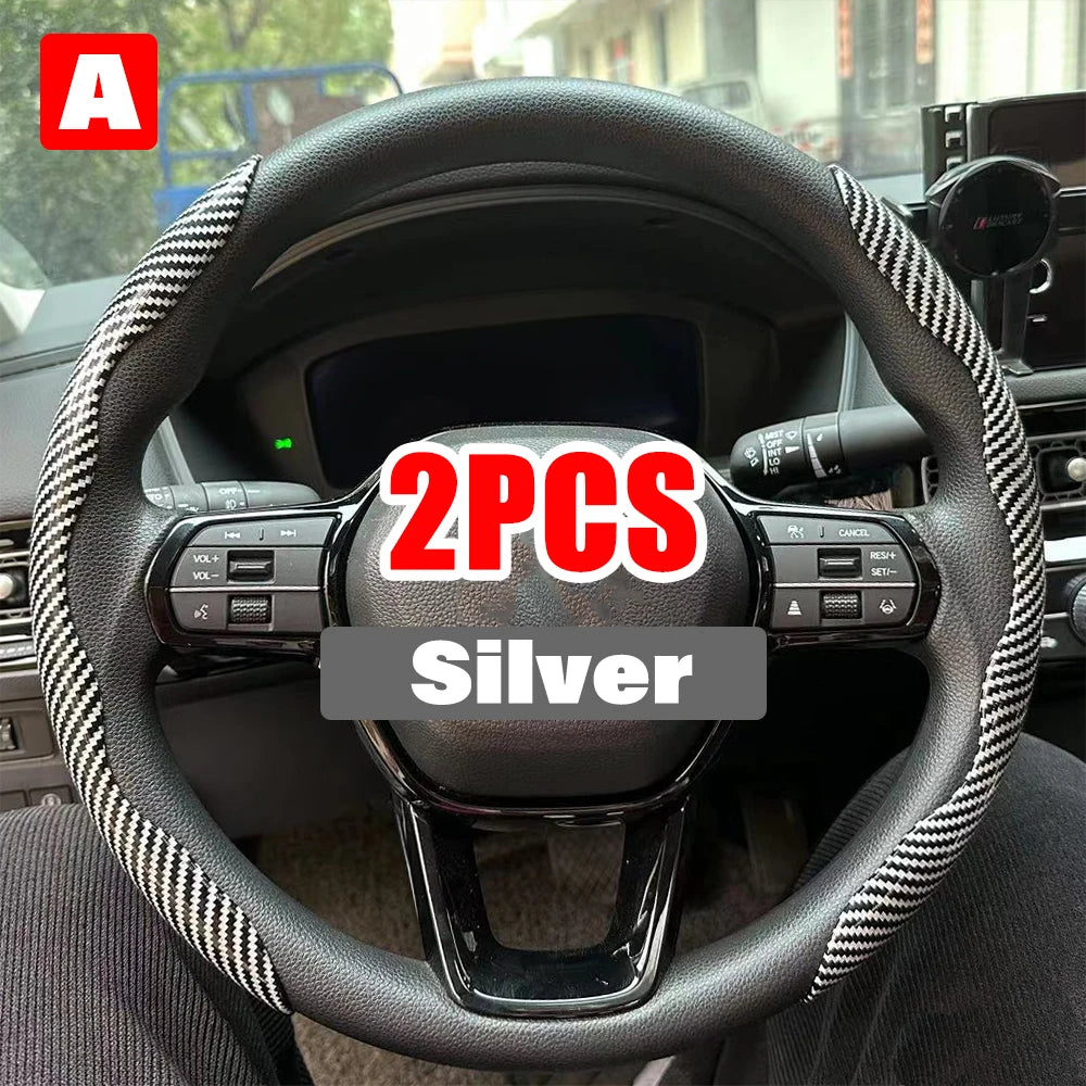 Universal 38cm Carbon Fiber Car Steering Wheel Cover - Non-slip Handle Booster & Protective Cover