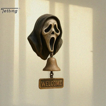 Cloche de Porte d'Entrée Vintage en Métal pour Halloween | Sonnette Sorcière & Chien