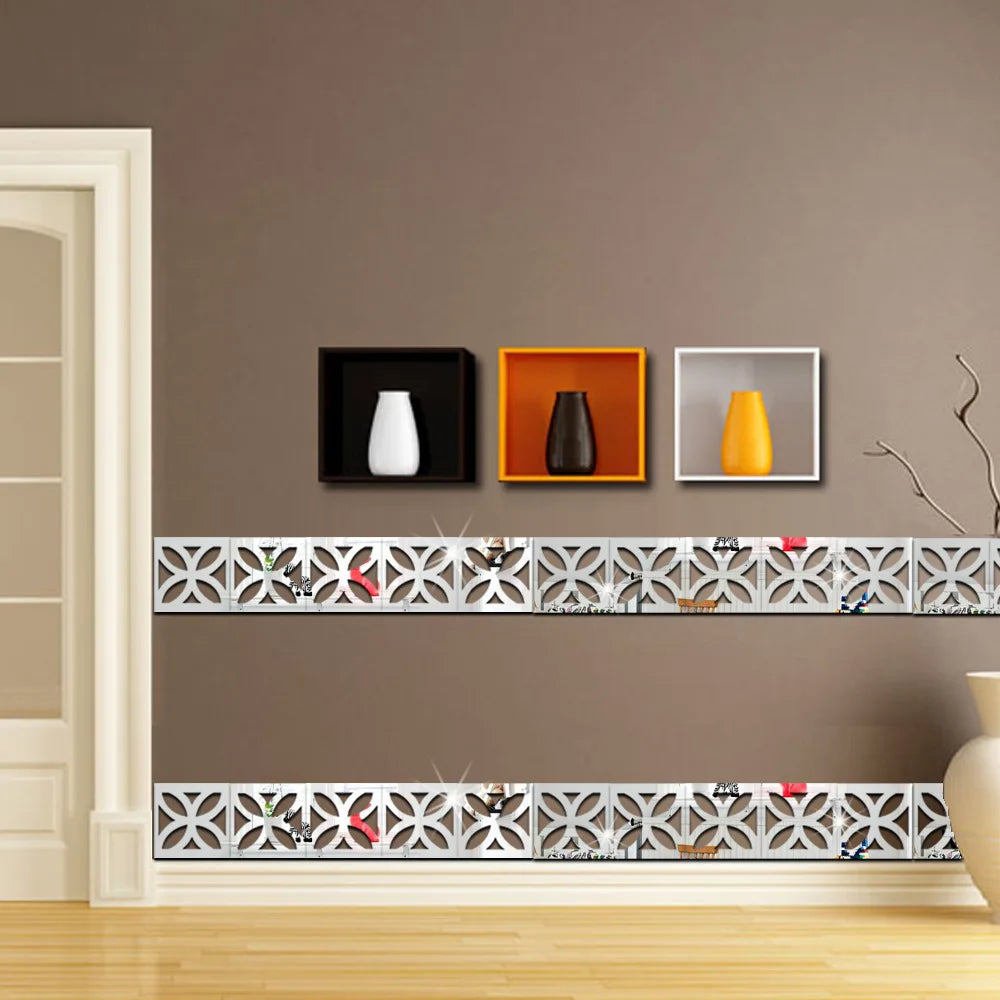Acrylic Mirror Wall Sticker - Self-Adhesive Corner Line & Border Strip for Home Decor (5cm/10cm Width)