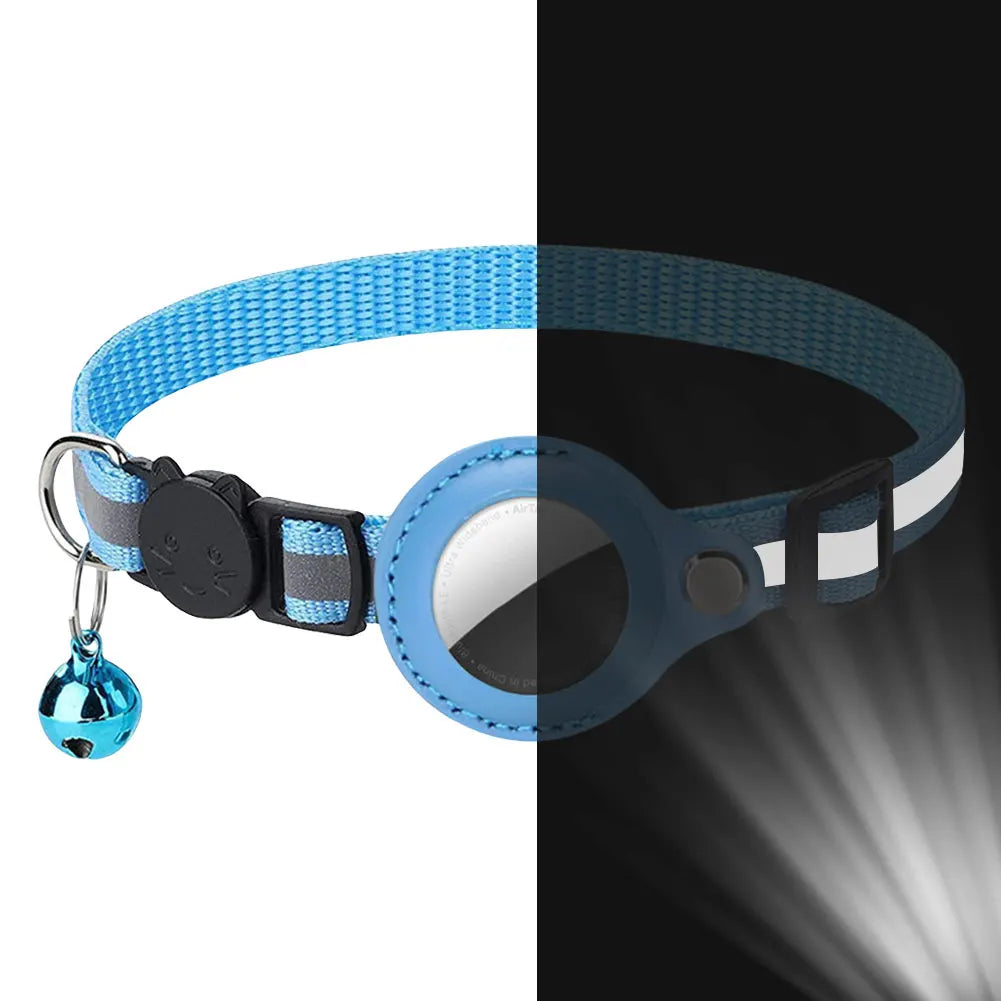 Reflective Cat Collar with Apple AirTag Holder Adjustable and Stylish Design for Kitten Safety