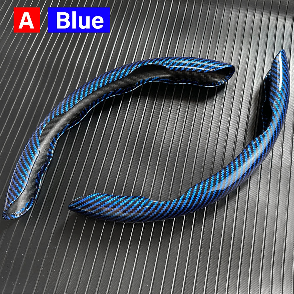 Universal 38cm Carbon Fiber Car Steering Wheel Cover - Non-slip Handle Booster & Protective Cover