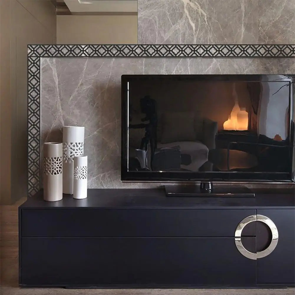 Acrylic Mirror Wall Sticker - Self-Adhesive Corner Line & Border Strip for Home Decor (5cm/10cm Width)