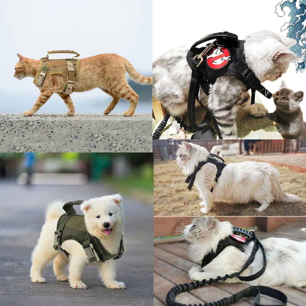 Tactical Cat & Small Dog Harness - Escape-Proof Pet Vest with Control Handle