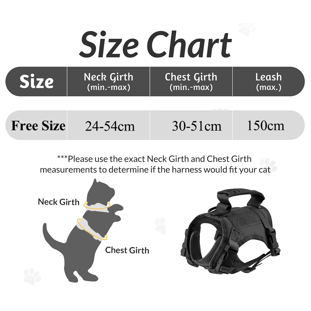 Tactical Cat & Small Dog Harness - Escape-Proof Pet Vest with Control Handle