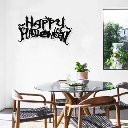 Halloween Theme Metal Wall Art - Black Classic Indoor Living Room Decor Wall Hanging (40x20.5cm)
