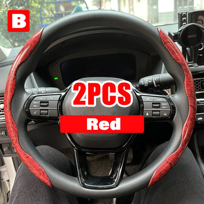 Universal 38cm Carbon Fiber Car Steering Wheel Cover - Non-slip Handle Booster & Protective Cover