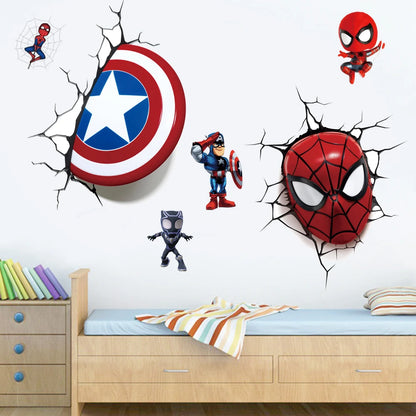 3D Avengers Wall Decal for Kids Room - Removable Superhero Wall Sticker