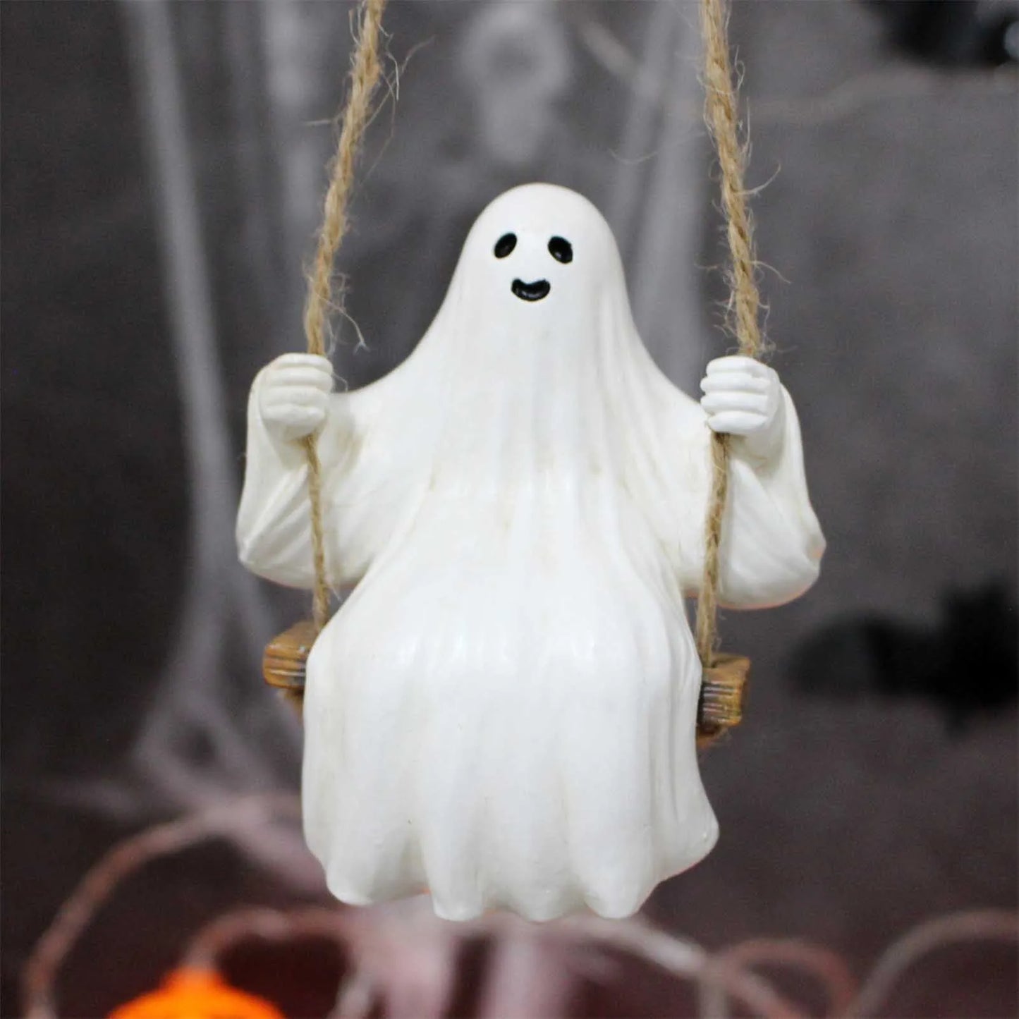 Realistic Ghost Figurine Hanging Ornament - Weatherproof Resin Halloween Decoration for Parties & Garden