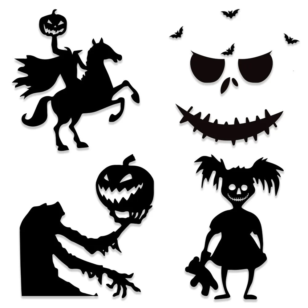 Halloween Window & Door Stickers - DIY Skeleton Hand, Pumpkin, Witch Hat & Ghost Felt Decor