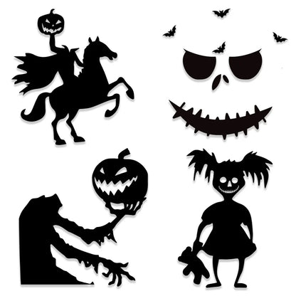Halloween Window & Door Stickers - DIY Skeleton Hand, Pumpkin, Witch Hat & Ghost Felt Decor