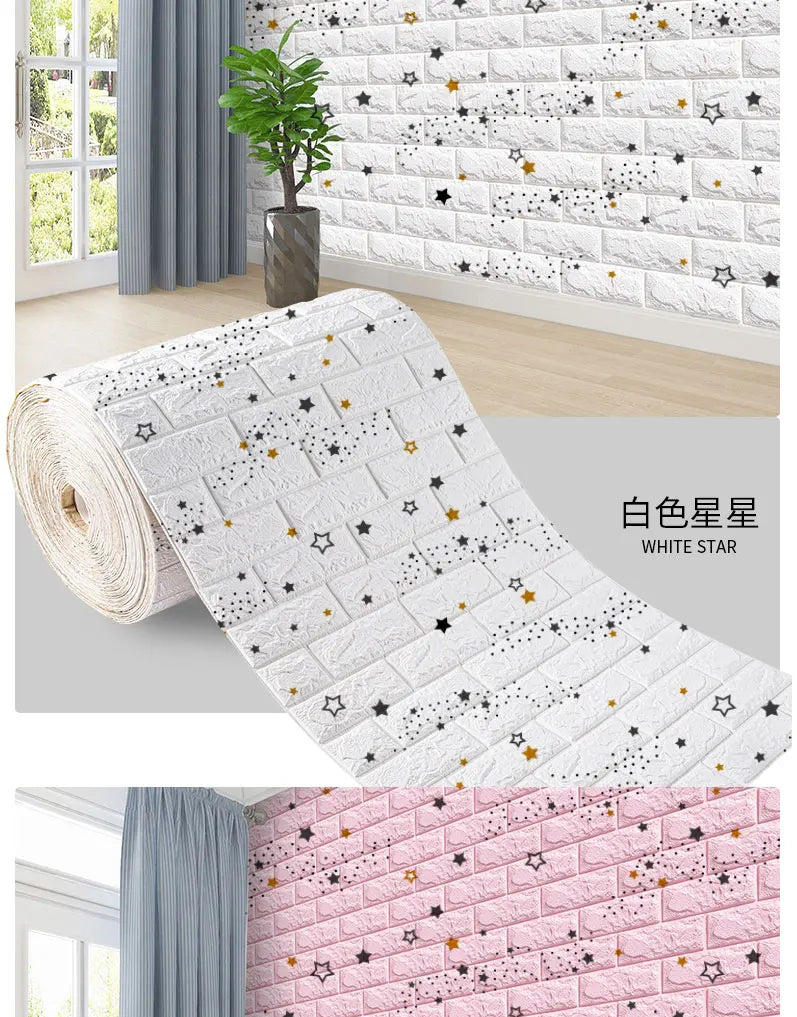 3D Peel and Stick Brick Wall Panels - Self-Adhesive & Waterproof Foam Wallpaper for Home Decor