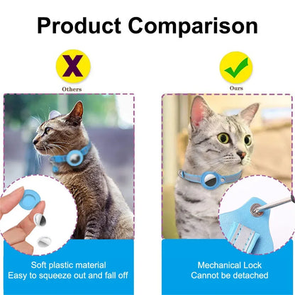 Reflective Cat Collar with Apple AirTag Holder Adjustable and Stylish Design for Kitten Safety