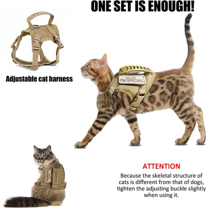Tactical Cat & Small Dog Harness - Escape-Proof Pet Vest with Control Handle