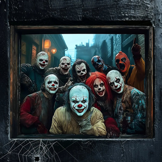 Halloween Scary Clown Banner - Creepy Wall Art Decor for Living Room, Bedroom & Office (Polyester)