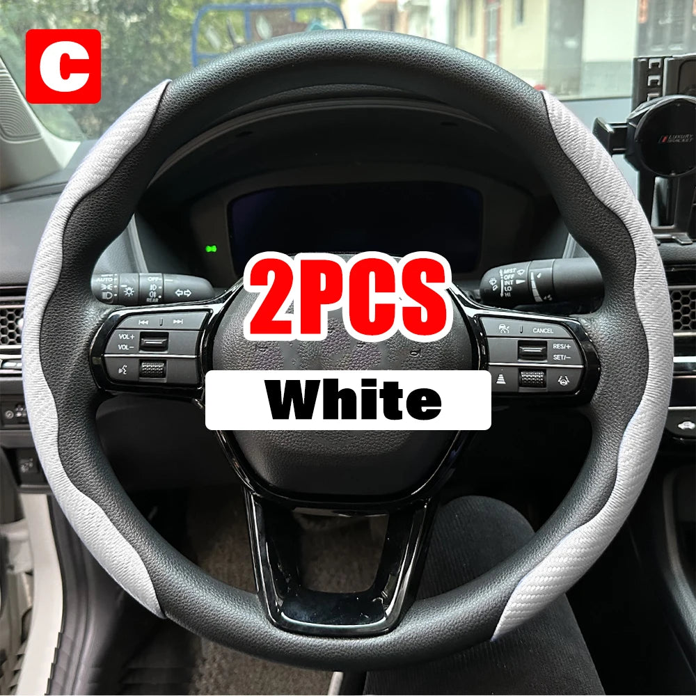Universal 38cm Carbon Fiber Car Steering Wheel Cover - Non-slip Handle Booster & Protective Cover