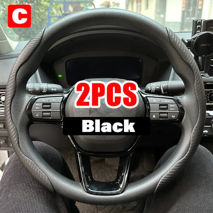 Universal 38cm Carbon Fiber Car Steering Wheel Cover - Non-slip Handle Booster & Protective Cover