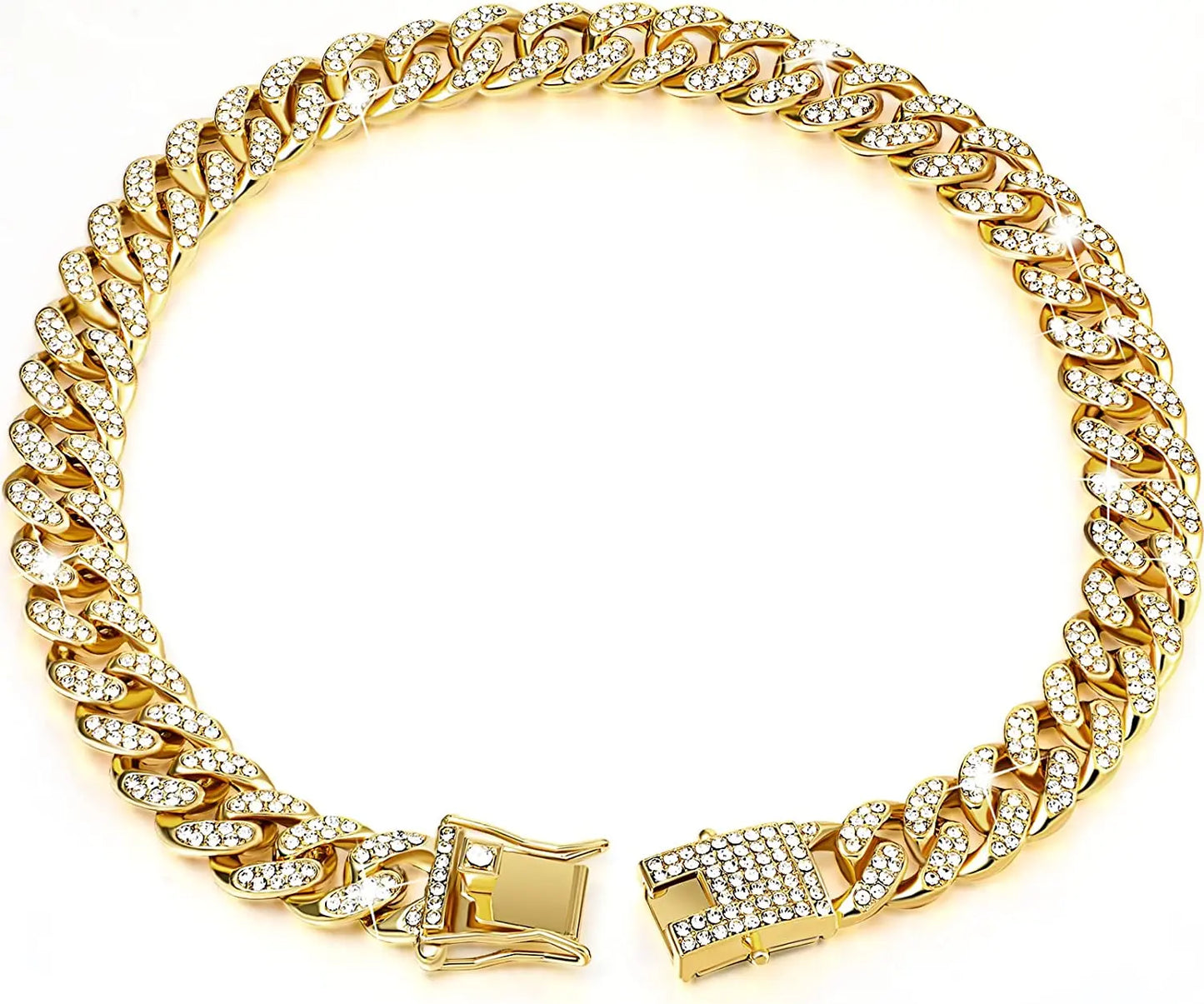 Luxury Gold Cat Necklace - Rhinestone Cuban Chain Collar for Cats & Puppies