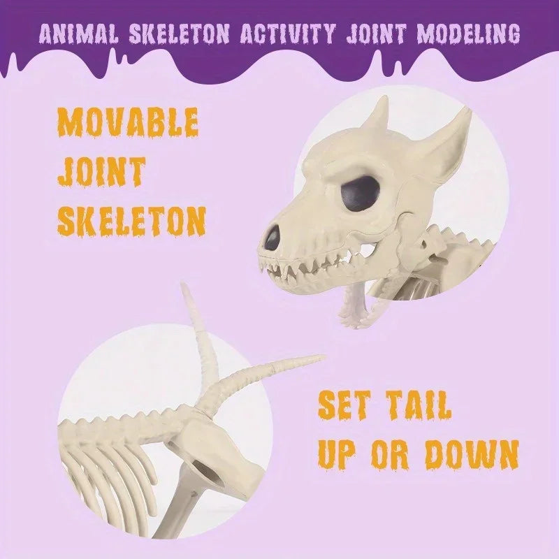 Creative Little Wolf Skeleton Halloween Decoration - Horror Animal Figurine for Indoor, Outdoor & Garden