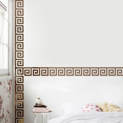 Acrylic Mirror Wall Sticker - Self-Adhesive Corner Line & Border Strip for Home Decor (5cm/10cm Width)