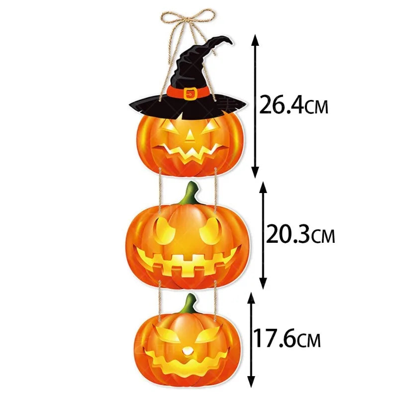 Halloween Party Door Decorations - Horror Pumpkin, Ghost & Bat Hanging Paper Signs for Festival Decor