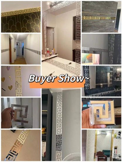 Acrylic Mirror Wall Sticker - Self-Adhesive Corner Line & Border Strip for Home Decor (5cm/10cm Width)
