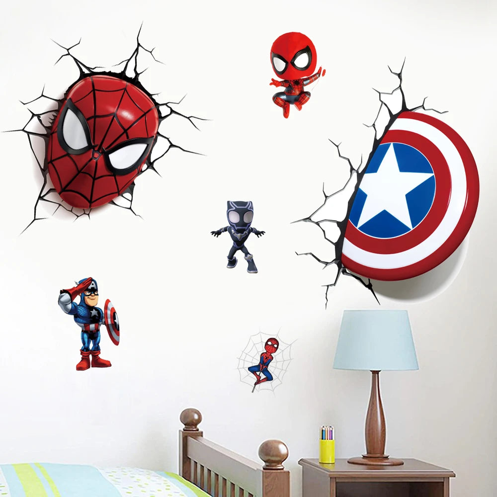 3D Avengers Wall Decal for Kids Room - Removable Superhero Wall Sticker