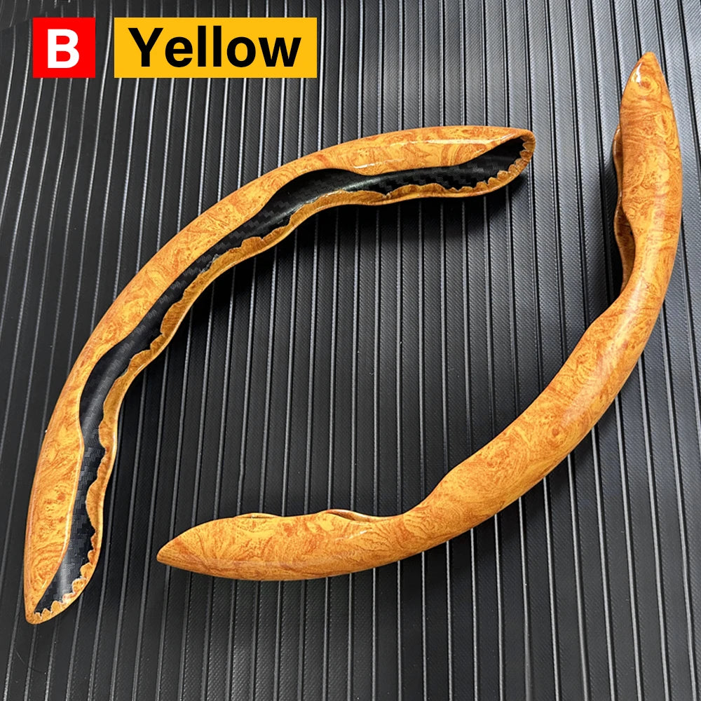 Universal 38cm Carbon Fiber Car Steering Wheel Cover - Non-slip Handle Booster & Protective Cover