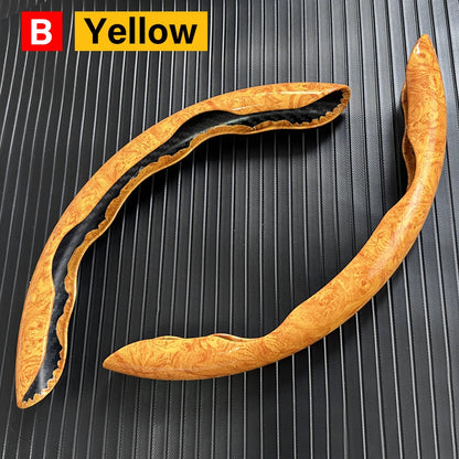 Universal 38cm Carbon Fiber Car Steering Wheel Cover - Non-slip Handle Booster & Protective Cover