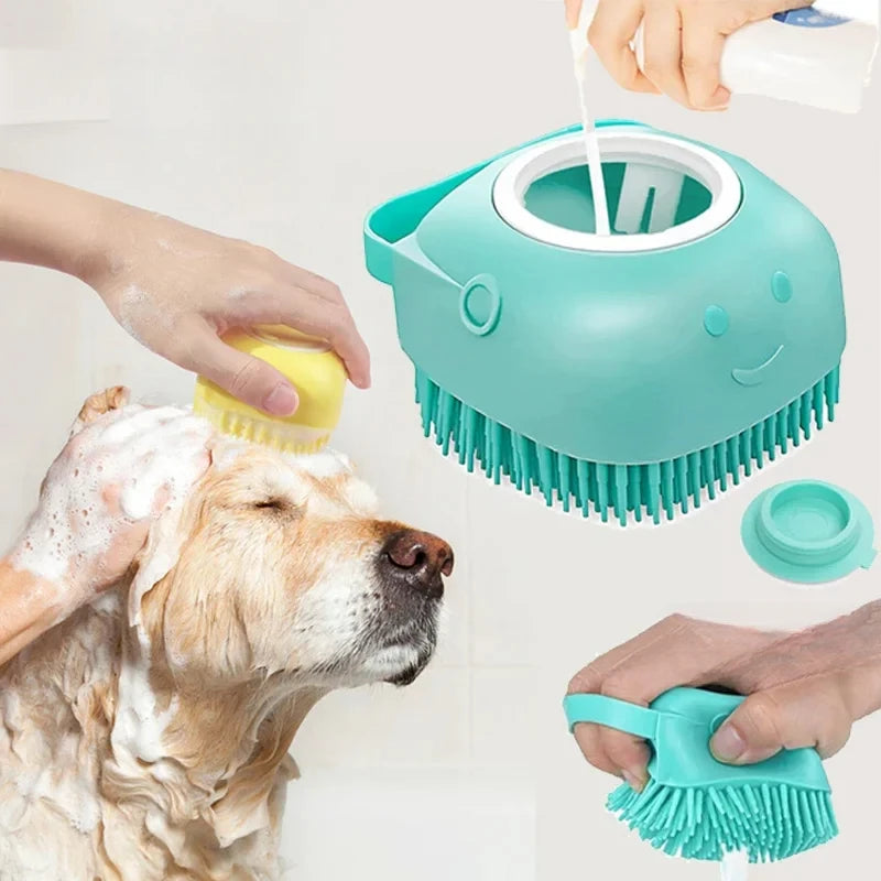 Silicone Pet Shampoo Dispenser & Massage Brush