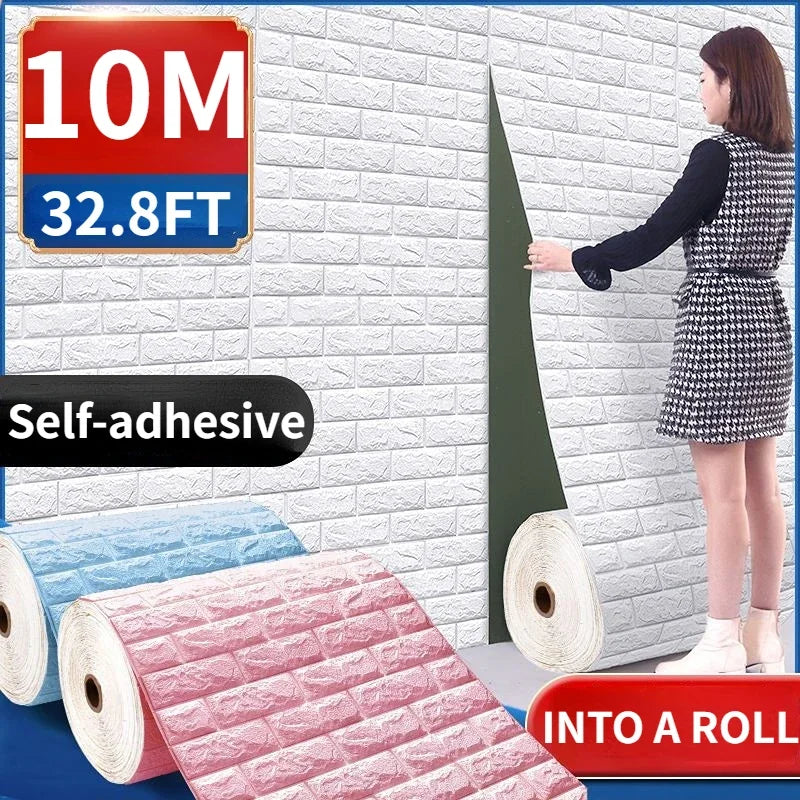 3D Peel and Stick Brick Wall Panels - Self-Adhesive & Waterproof Foam Wallpaper for Home Decor
