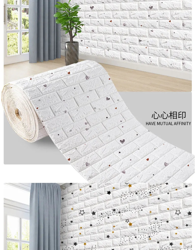 3D Peel and Stick Brick Wall Panels - Self-Adhesive & Waterproof Foam Wallpaper for Home Decor