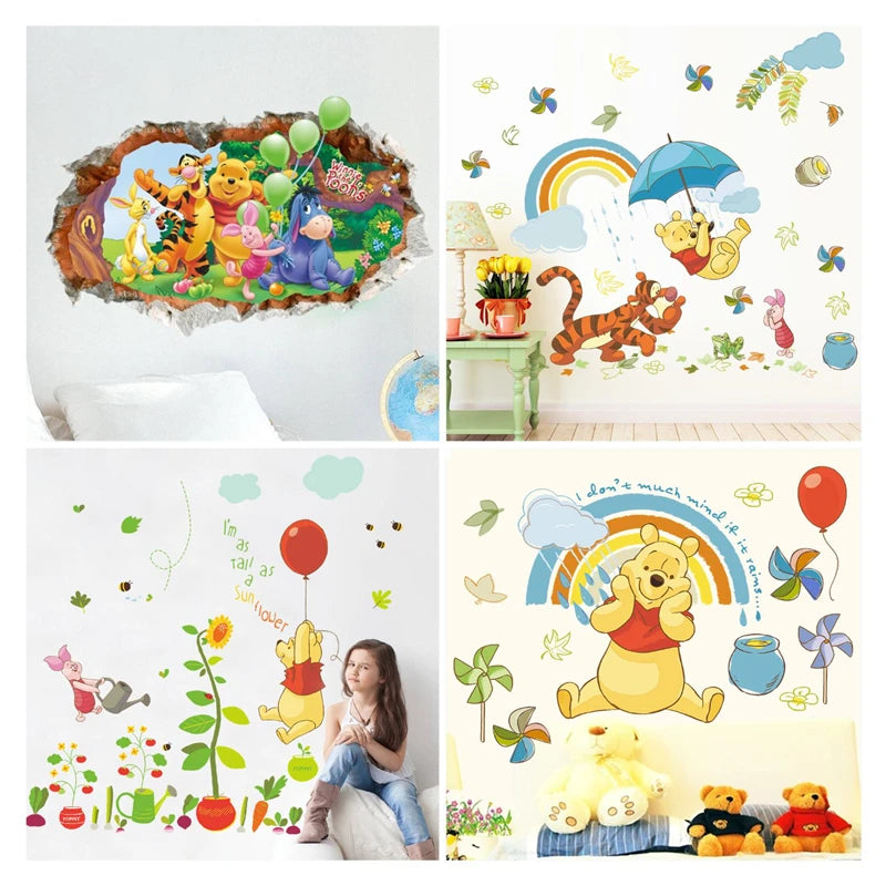 Winnie the Pooh Wall Decal - Cute Cartoon Bear Wall Sticker for Kids' Room, Nursery & Bedroom Decor