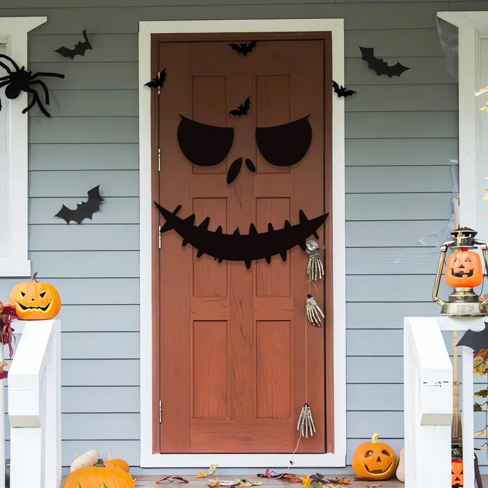 Halloween Window & Door Stickers - DIY Skeleton Hand, Pumpkin, Witch Hat & Ghost Felt Decor