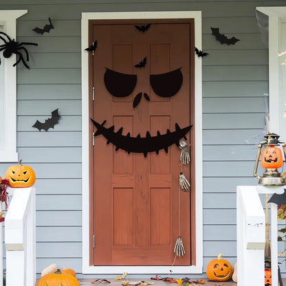 Halloween Window & Door Stickers - DIY Skeleton Hand, Pumpkin, Witch Hat & Ghost Felt Decor