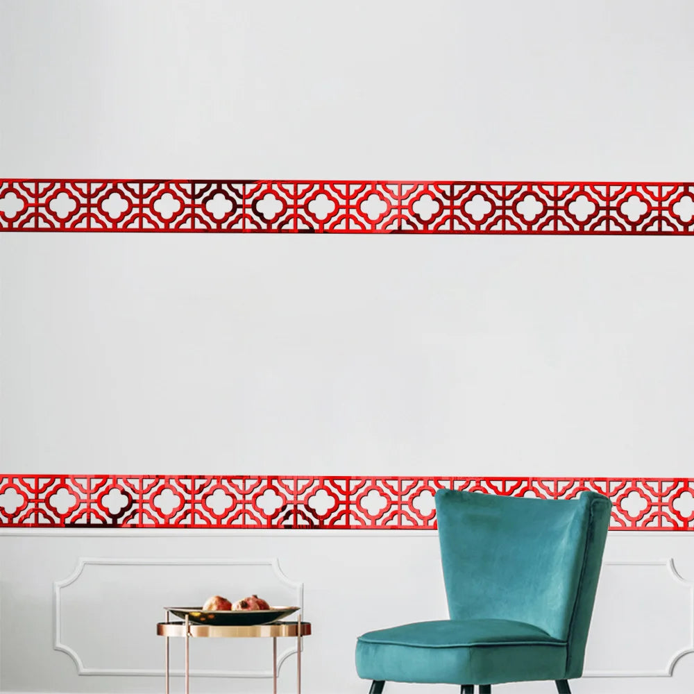 Acrylic Mirror Wall Sticker - Self-Adhesive Corner Line & Border Strip for Home Decor (5cm/10cm Width)