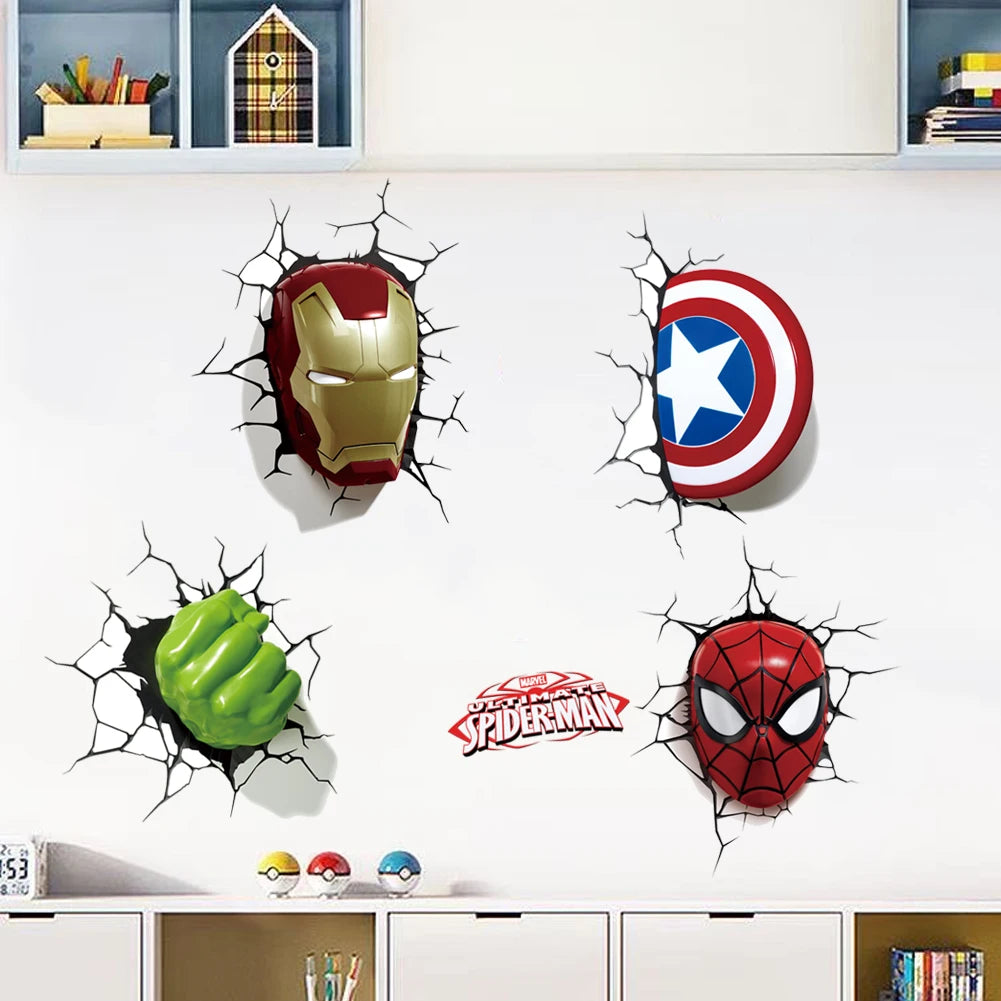 3D Avengers Wall Decal for Kids Room - Removable Superhero Wall Sticker