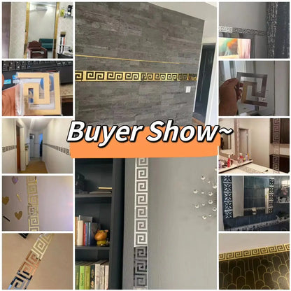 Acrylic Mirror Wall Sticker - Self-Adhesive Corner Line & Border Strip for Home Decor (5cm/10cm Width)