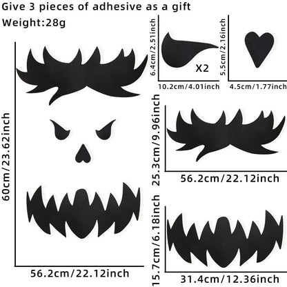 Halloween Window & Door Stickers - DIY Skeleton Hand, Pumpkin, Witch Hat & Ghost Felt Decor