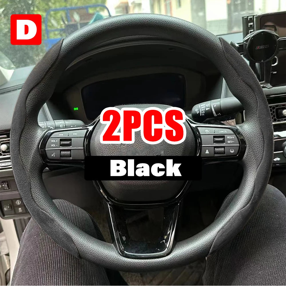 Universal 38cm Carbon Fiber Car Steering Wheel Cover - Non-slip Handle Booster & Protective Cover