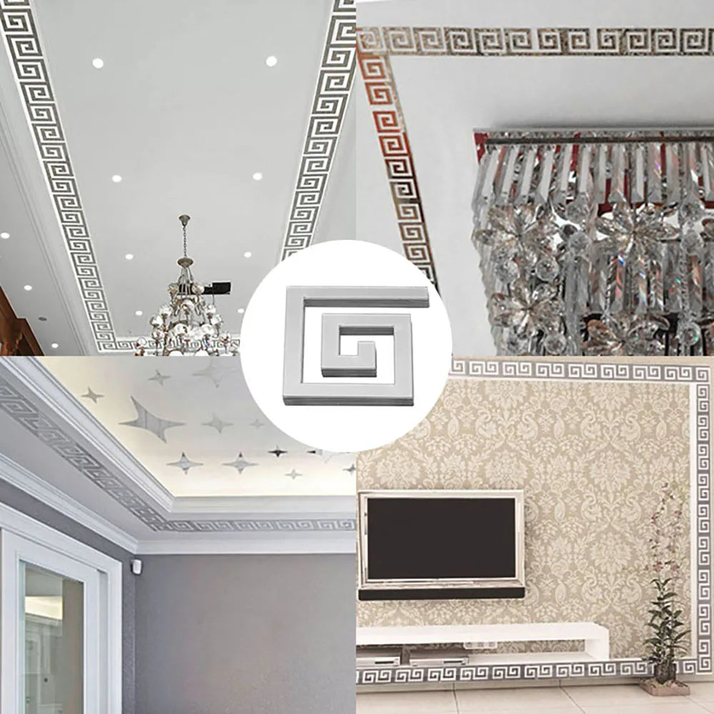 Acrylic Mirror Wall Sticker - Self-Adhesive Corner Line & Border Strip for Home Decor (5cm/10cm Width)