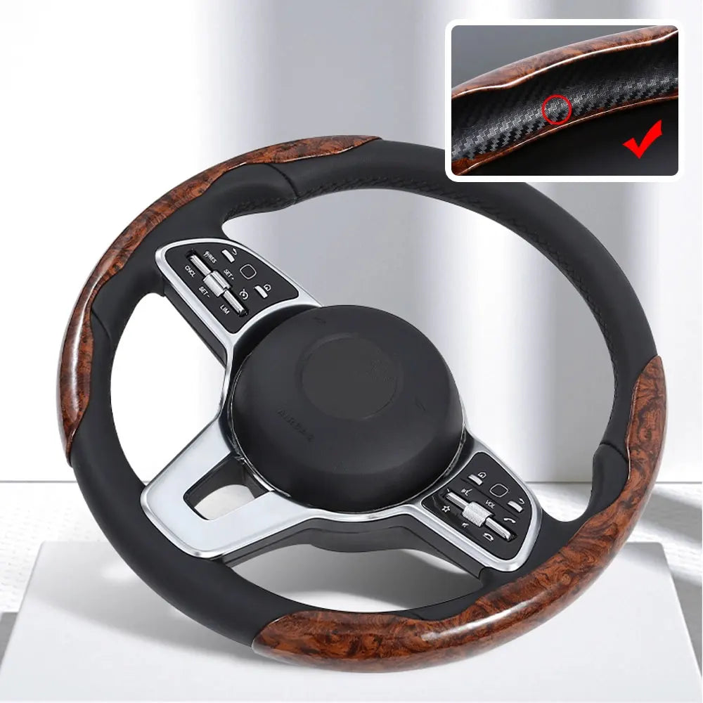 Universal 38cm Carbon Fiber Car Steering Wheel Cover - Non-slip Handle Booster & Protective Cover