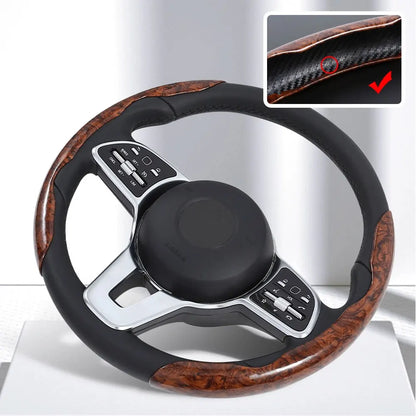 Universal 38cm Carbon Fiber Car Steering Wheel Cover - Non-slip Handle Booster & Protective Cover