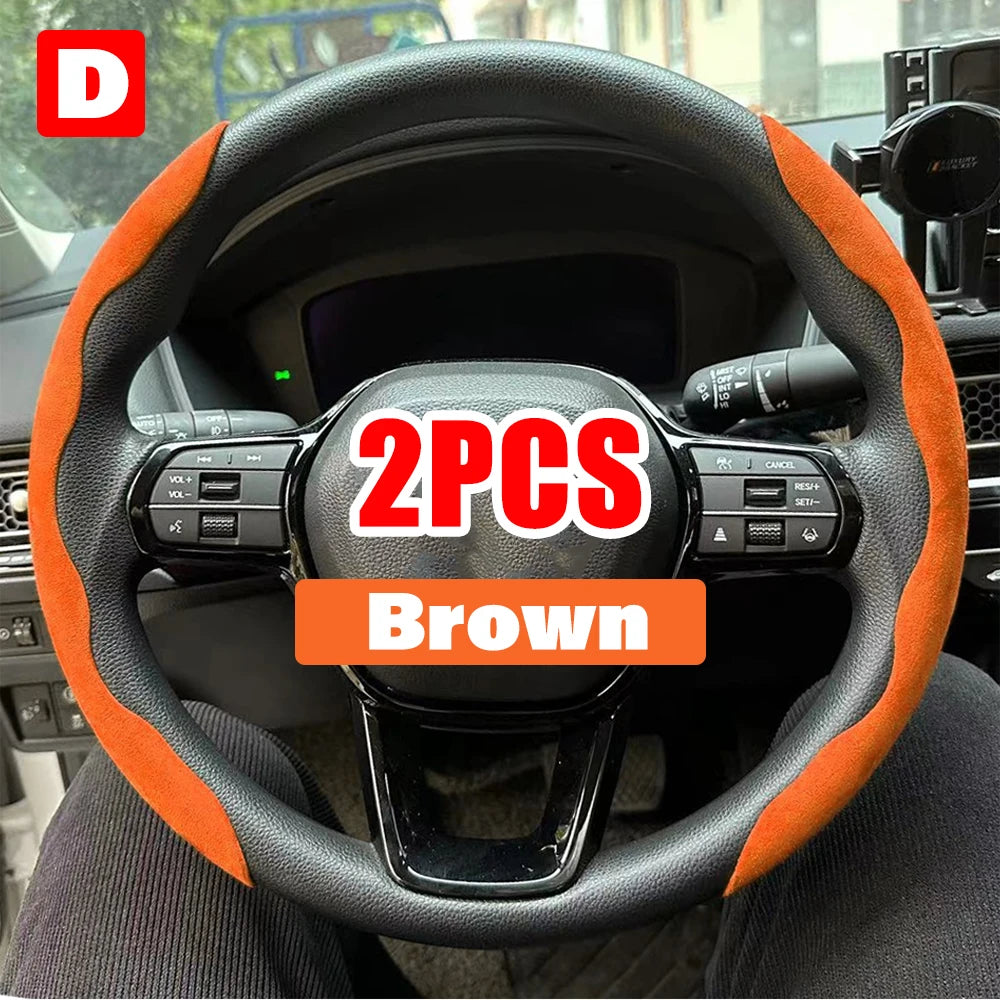 Universal 38cm Carbon Fiber Car Steering Wheel Cover - Non-slip Handle Booster & Protective Cover